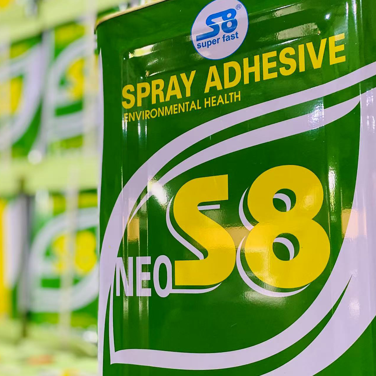 Keo phun chịu nhiệt đồ nội thất và xe hơi Neo S8 Plus - Spray adhesive for laminate HPL ,  Heat resistant